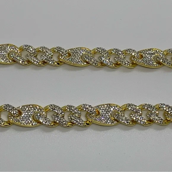 14k Gold Plated Iced Figaro Cuban Link Chains 13mm 18” 20” Iced out Premium